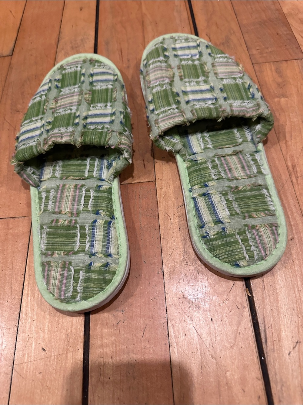 Green Woven Slide Slippers